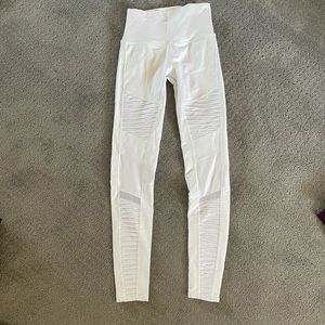 Alo Yoga White High-Waist Moto Legging